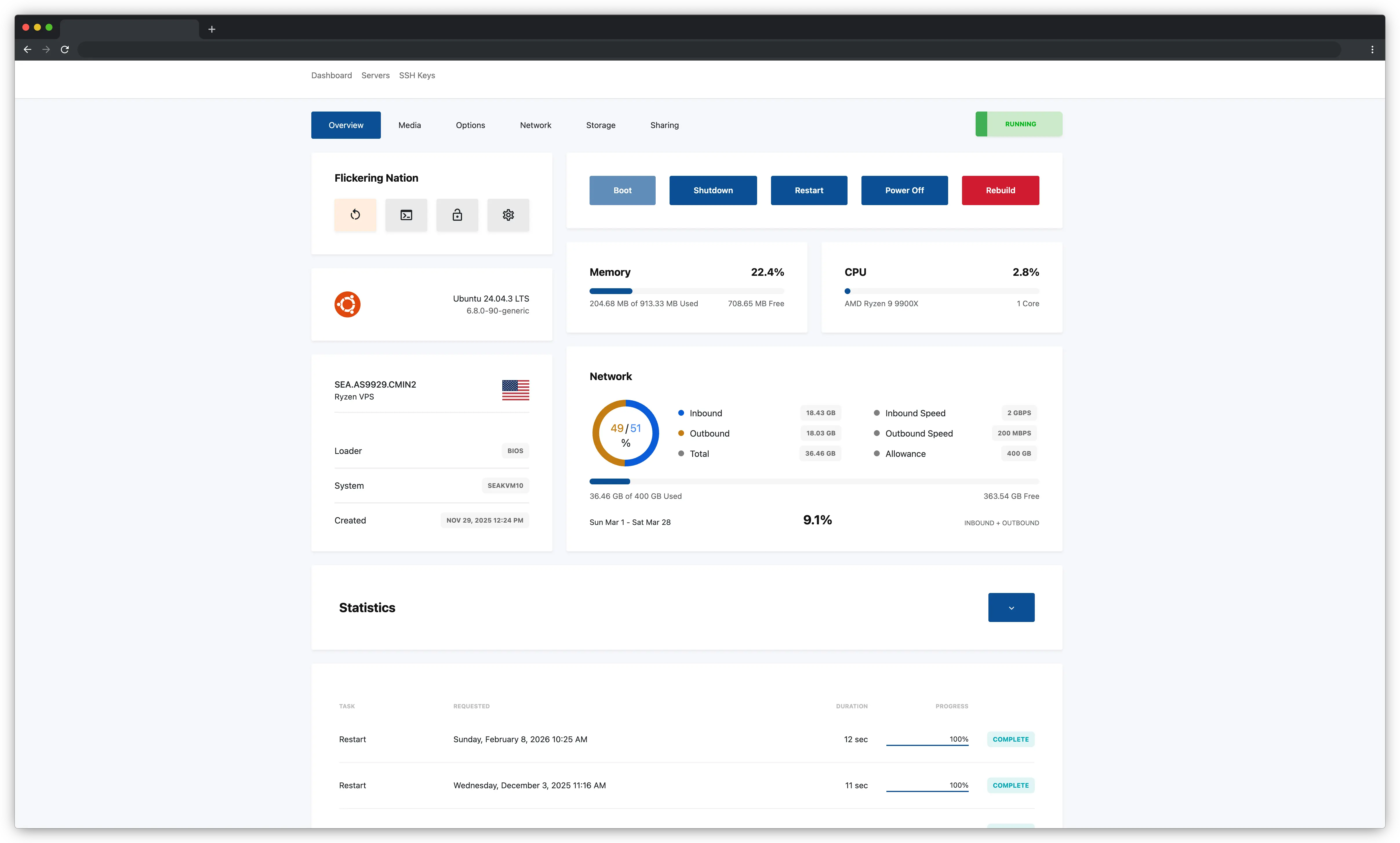 Hong Kong cloud server control panel | Hong Kong VPS control panel | US cloud server control panel | US VPS control panel